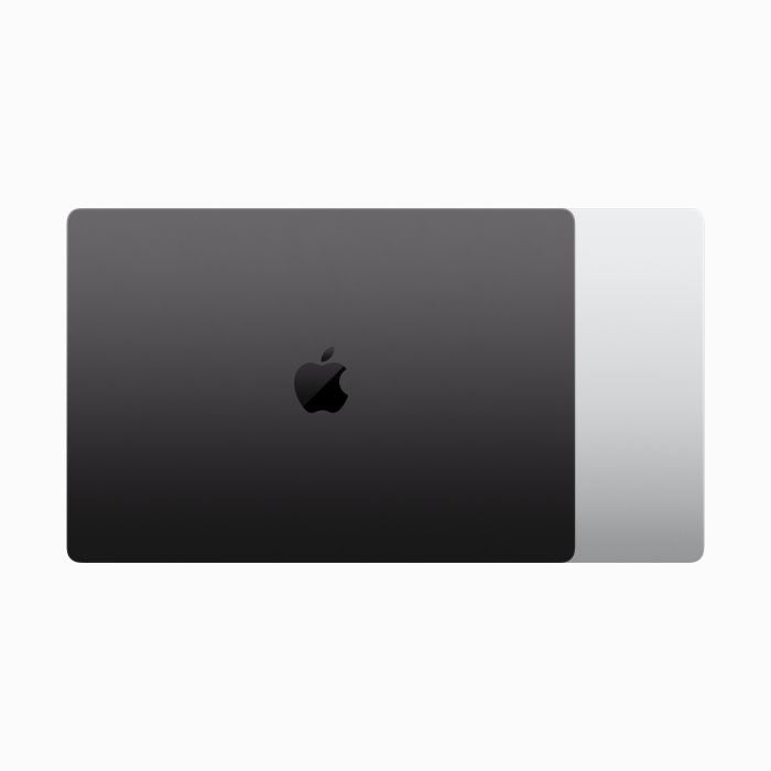 black view of a space black and grey pre-owned MacBook Pro 16-inch M3