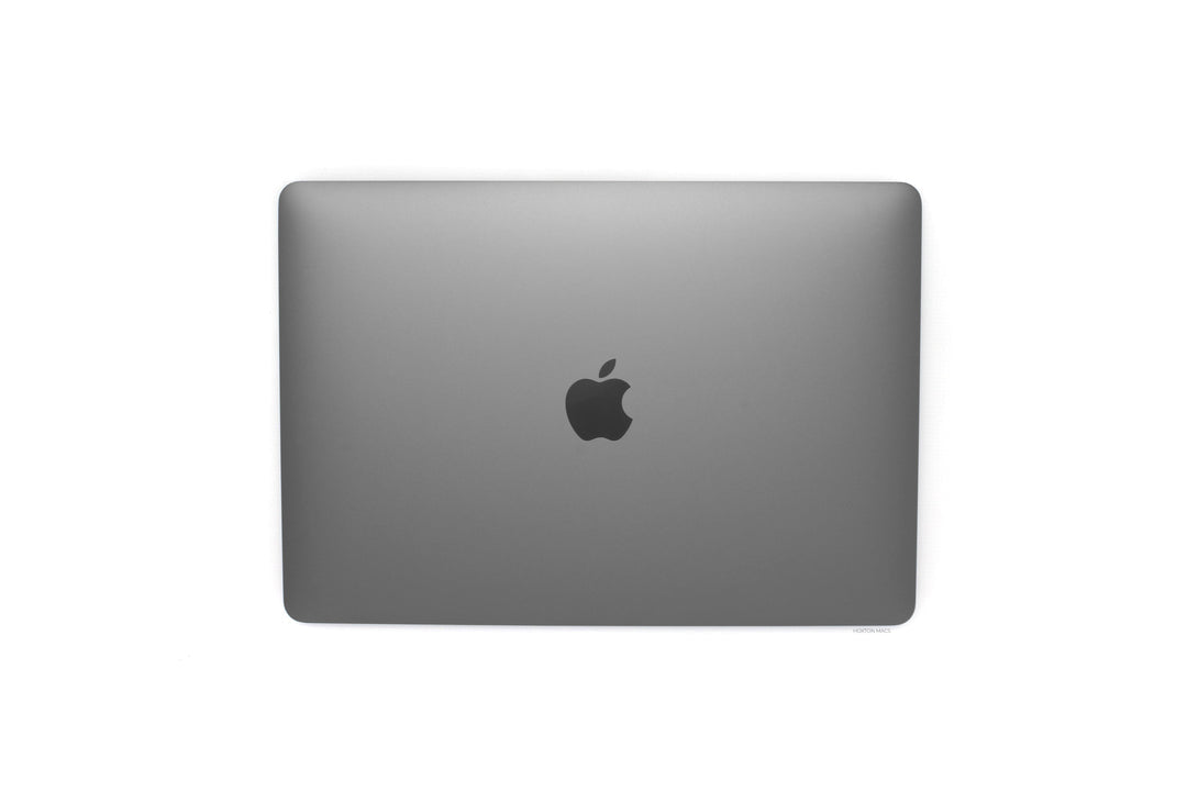 back view of a space grey pre-owned MacBook Pro M1 2020