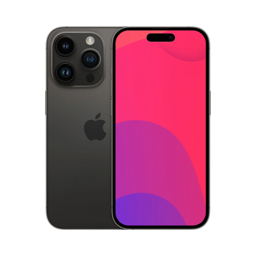 Back view of a black pre-owned iPhone 14 Pro Max 256GB