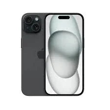 Back view of a black pre-owned iPhone 15 128GB