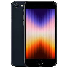 Back view of a black pre-owned iPhone SE 2022