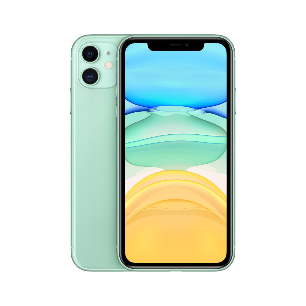 Back view of a blue pre-owned iPhone 11