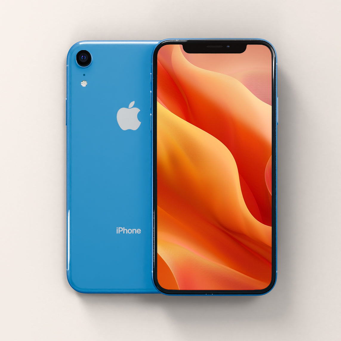 Back view of a blue pre-owned iPhone XR