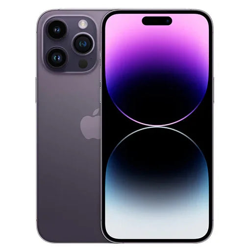Back view of a deep purple pre-owned iPhone 14 Pro 256GB