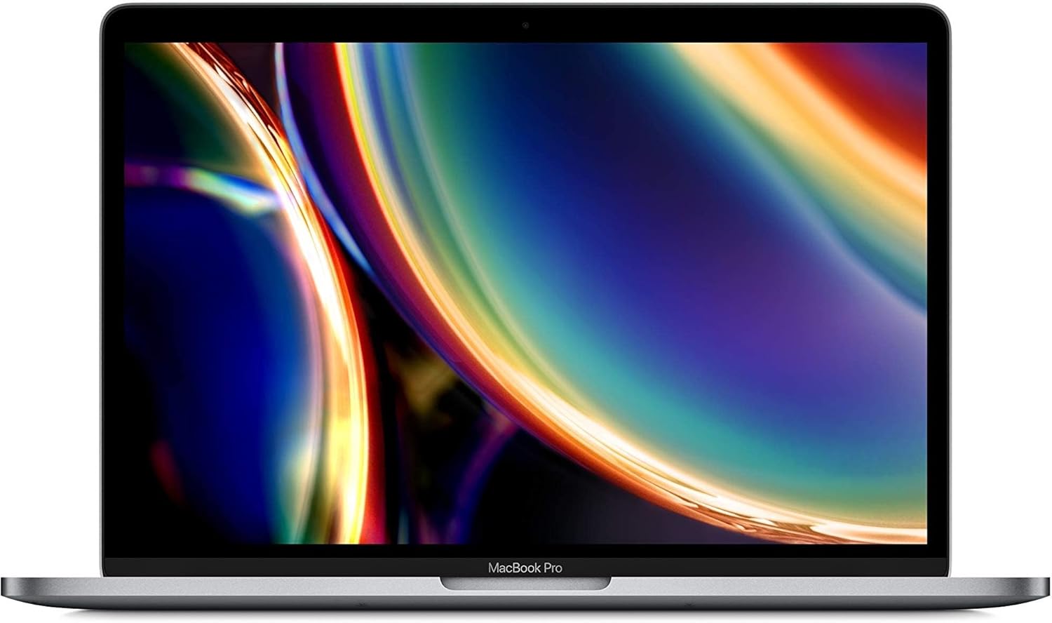 Front view of a space grey pre-owned MacBook Pro 2020 Intel