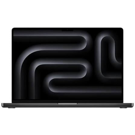 front view of a space black pre-owned MacBook Pro 16-inch M3