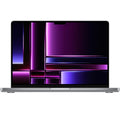 Front view of a space grey pre-owned MacBook Pro 16-inch M2