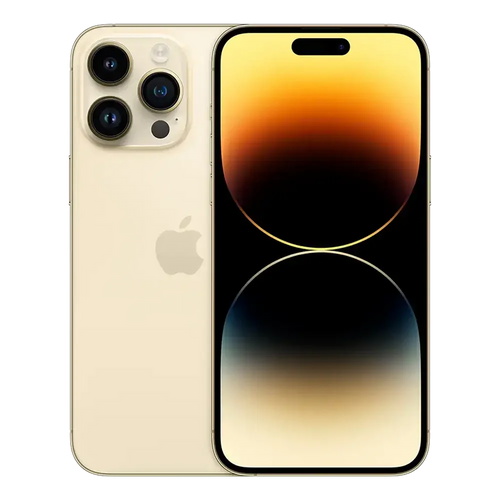 Back view of a gold pre-owned iPhone 14 Pro Max 256GB