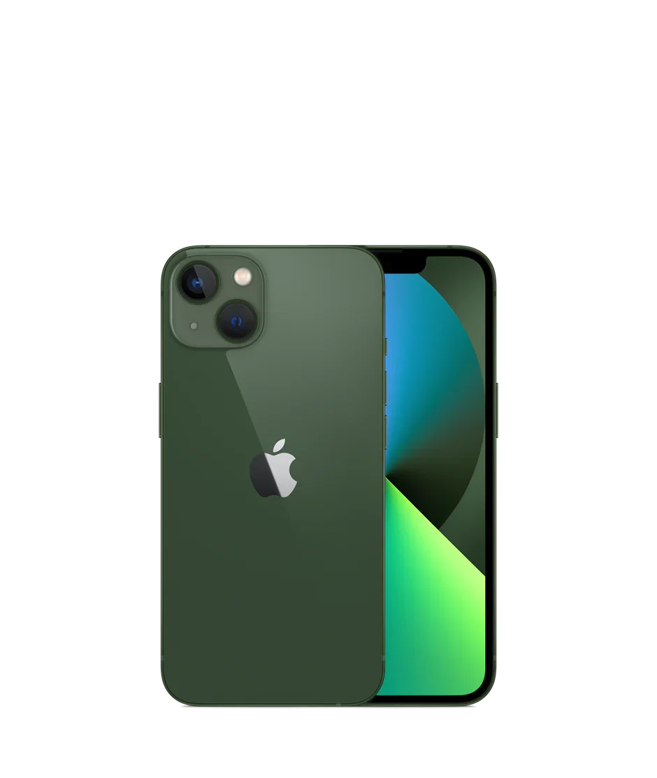 Back view of a green pre-owned iPhone 13 128GB