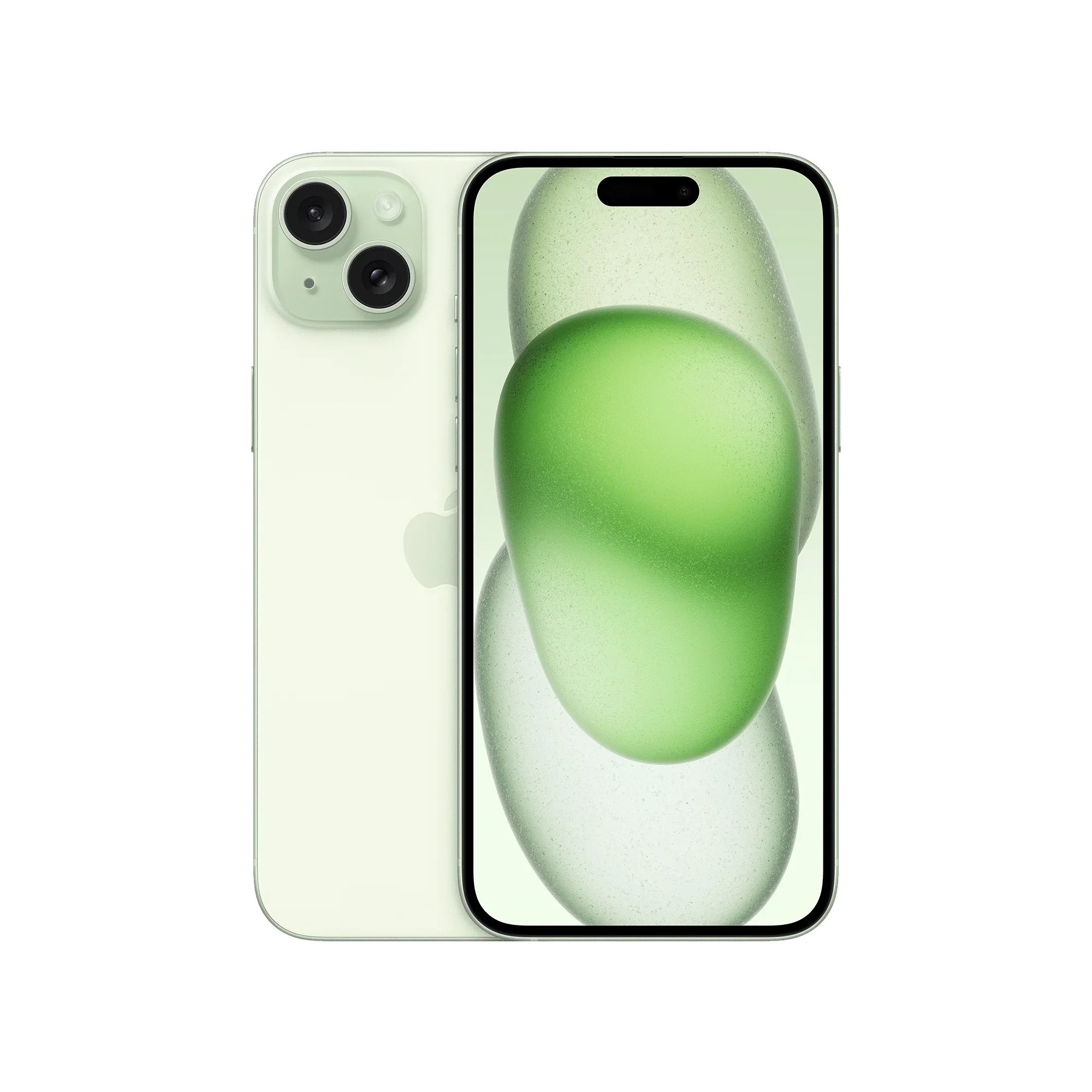 Back view of a green pre-owned iPhone 15 128GB