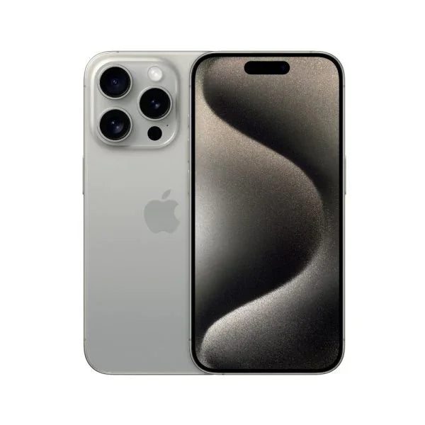 Back view of a natural titanium pre-owned iPhone 16 Pro Max 256GB