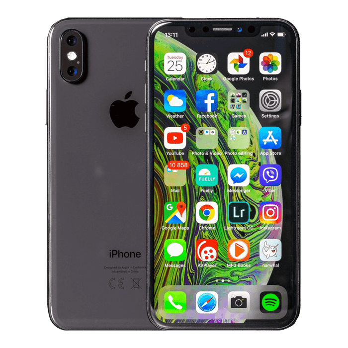 Back view of a grey pre-owned iPhone XS