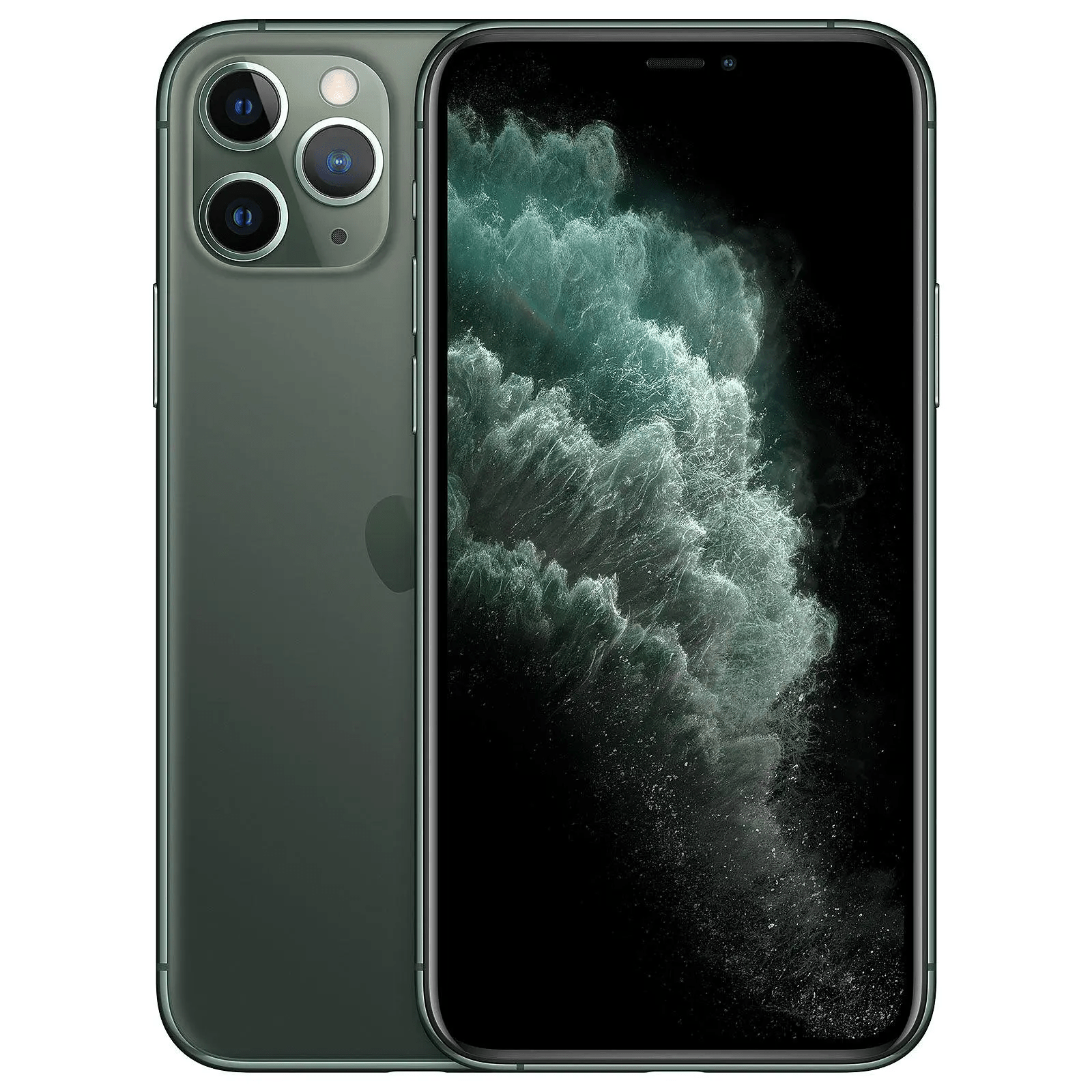 Back view of a midnight green pre-owned iPhone 11 Pro Max