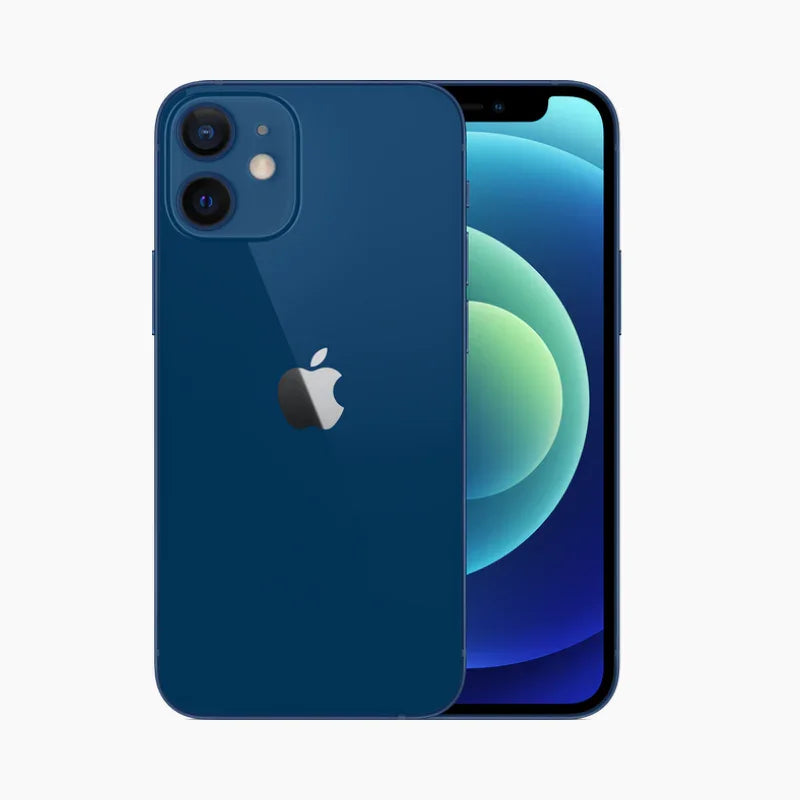 Back view of a navy pre-owned iPhone 12