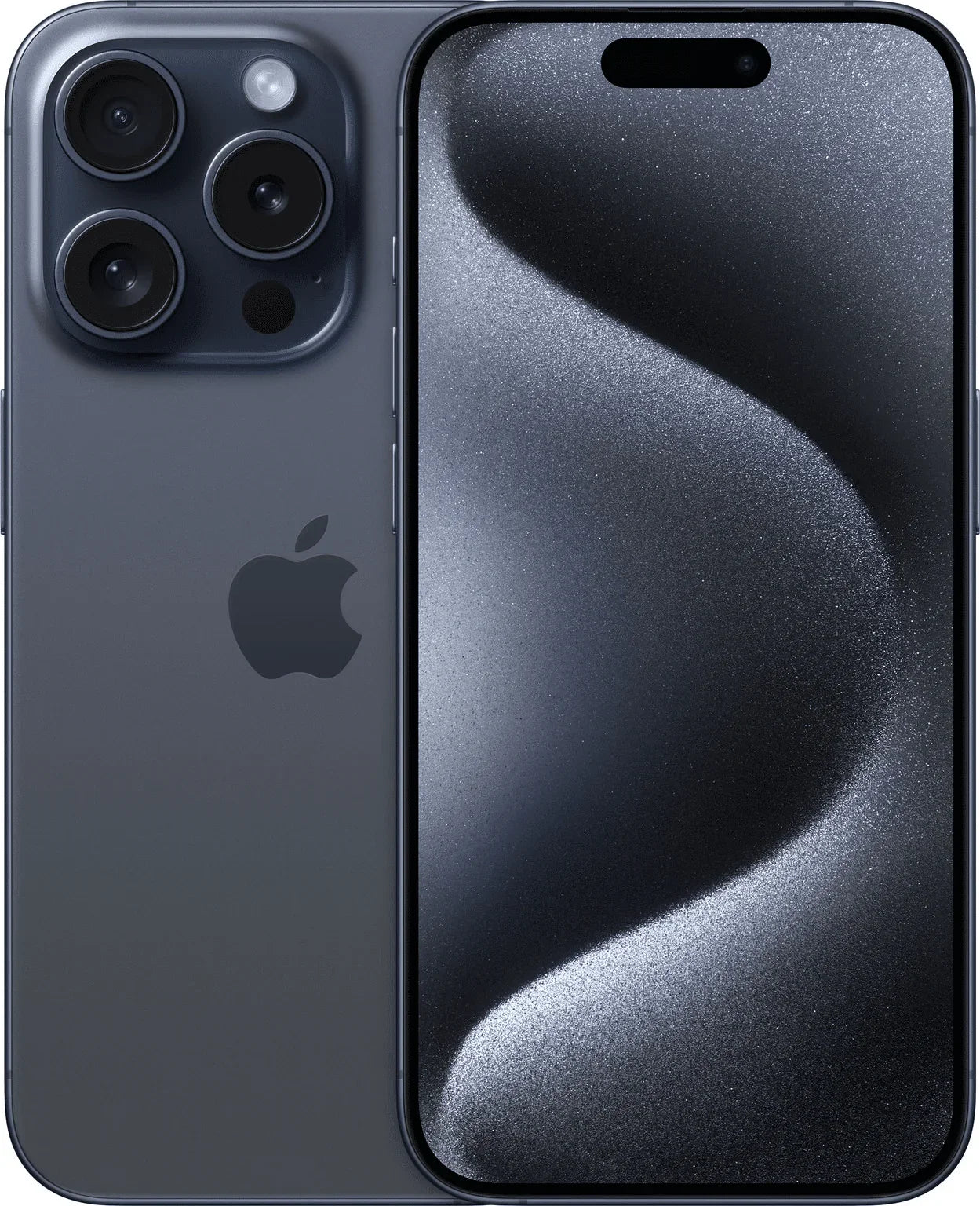 Back view of a navy pre-owned iPhone 15 Pro 256GB