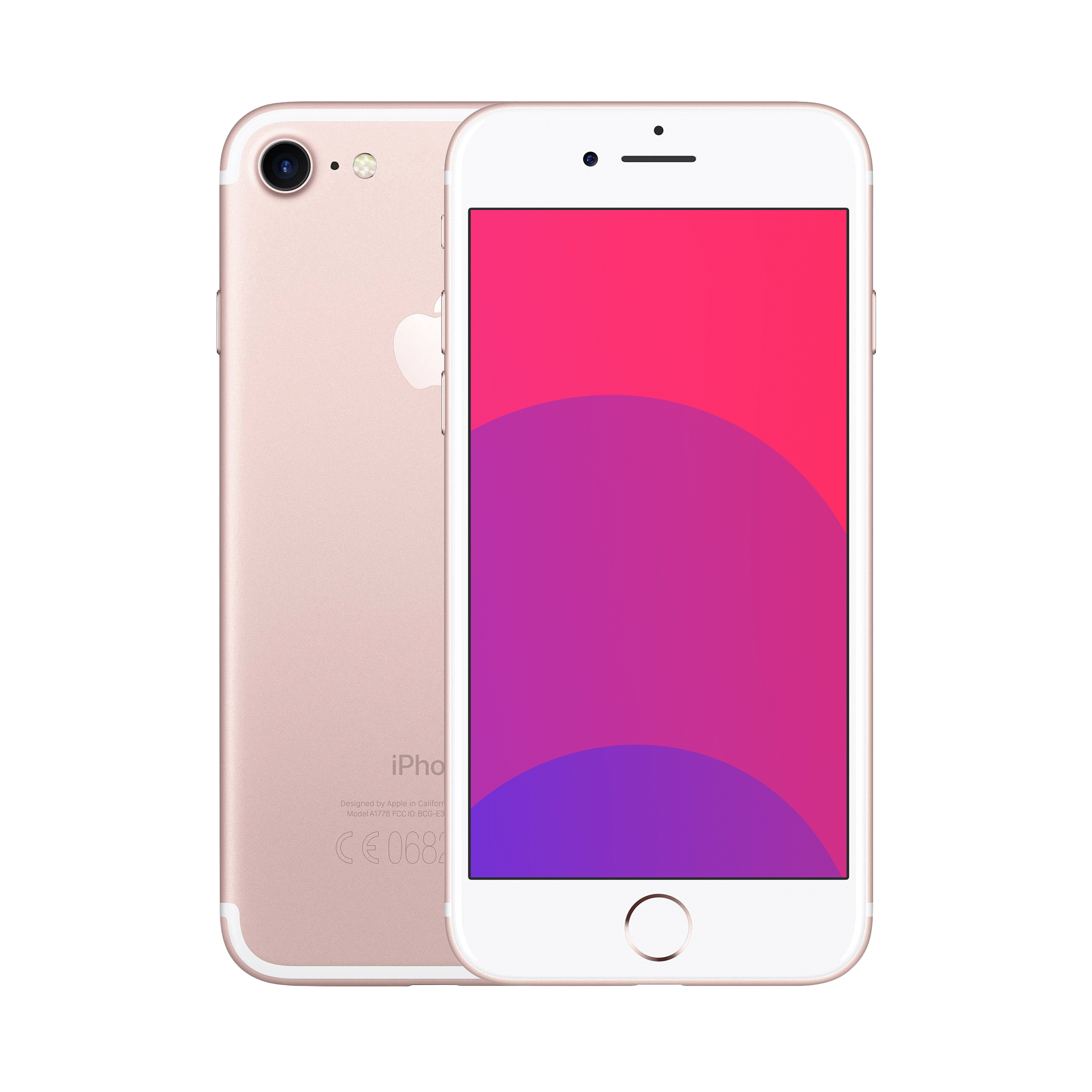 Back view of a pink pre-owned iPhone 7