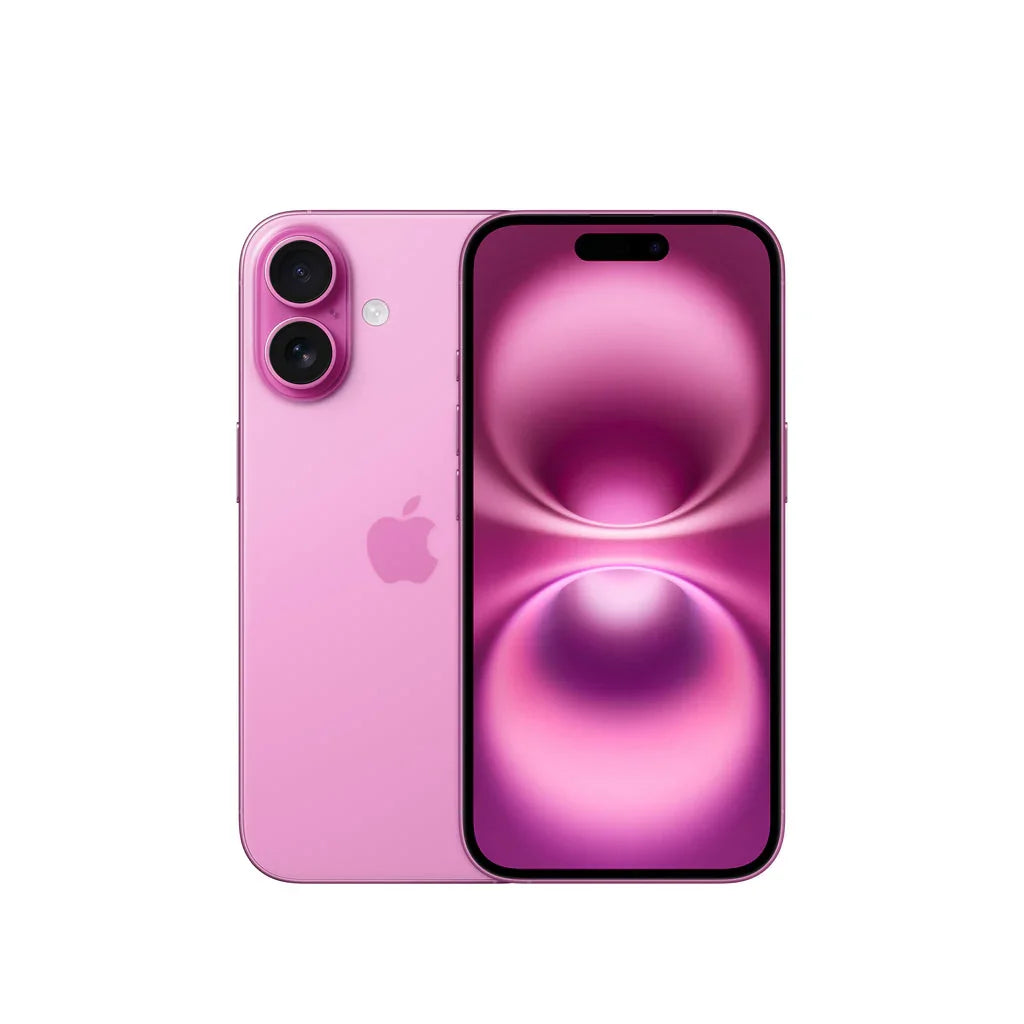 Back view of a pink pre-owned iPhone 16