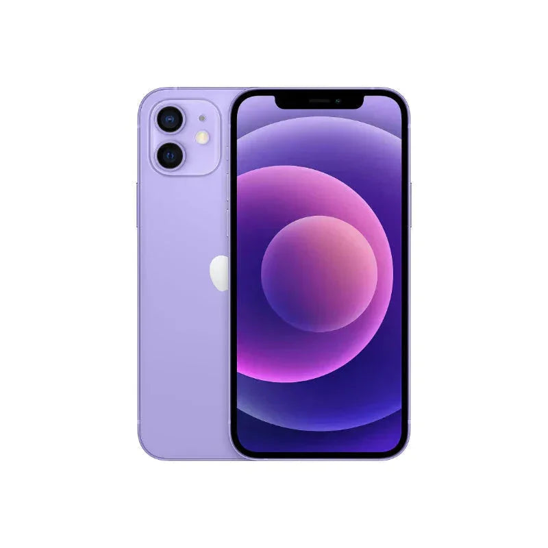 Back view of a purple pre-owned iPhone 12