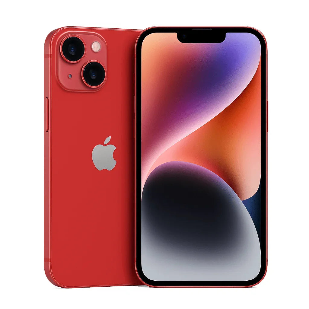 Back view of a red colour pre-owned iPhone 14 128GB
