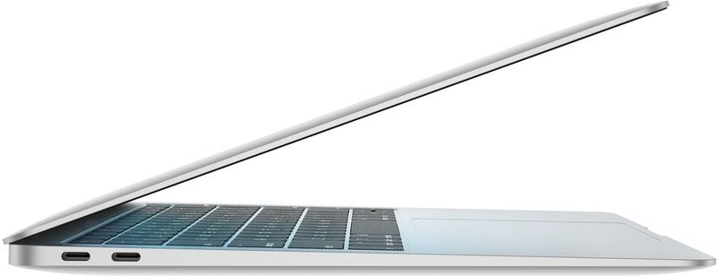 side view of a silver pre-owned MacBook Air 2019