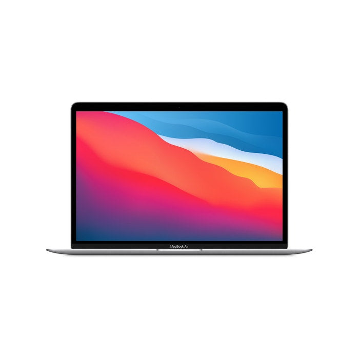 Front view of a silver pre-owned MacBook Air M1 2020
