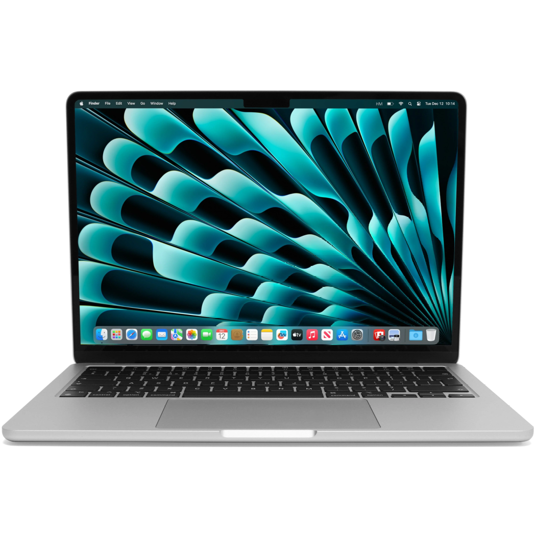 Front view of a silver pre-owned MacBook Air M2 2022
