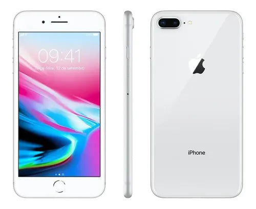 Back view of a silver pre-owned iPhone 8 Plus