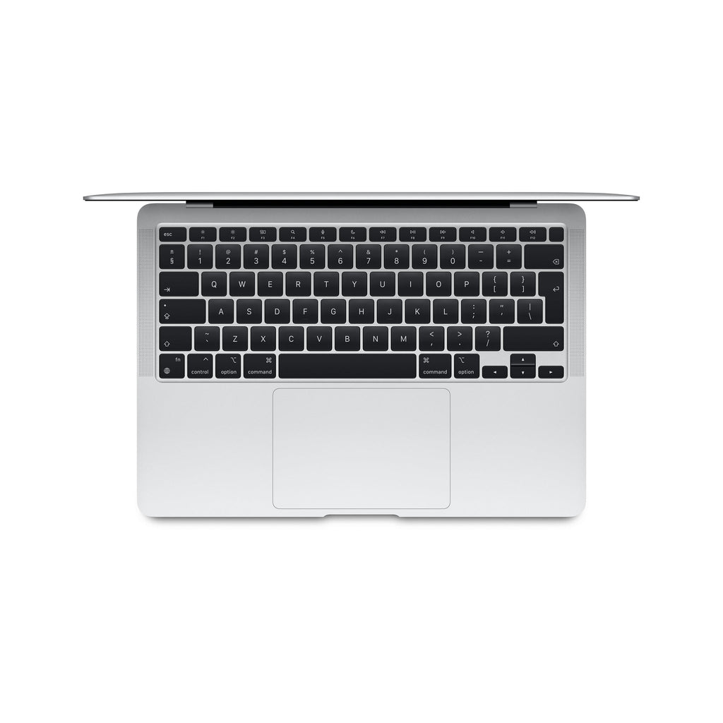 Top view of a silver pre-owned MacBook Air M1 2020