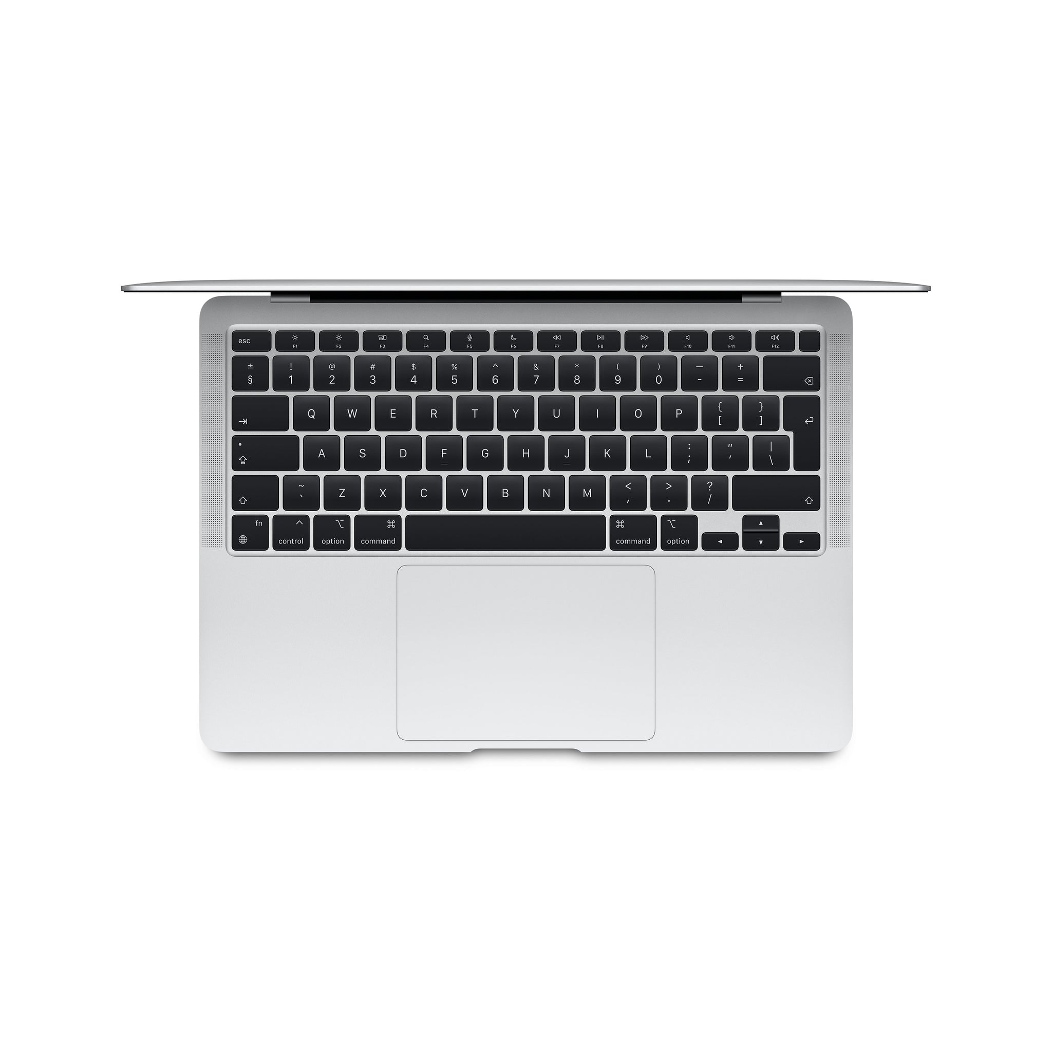 Top view of a silver pre-owned MacBook Air M1 2020