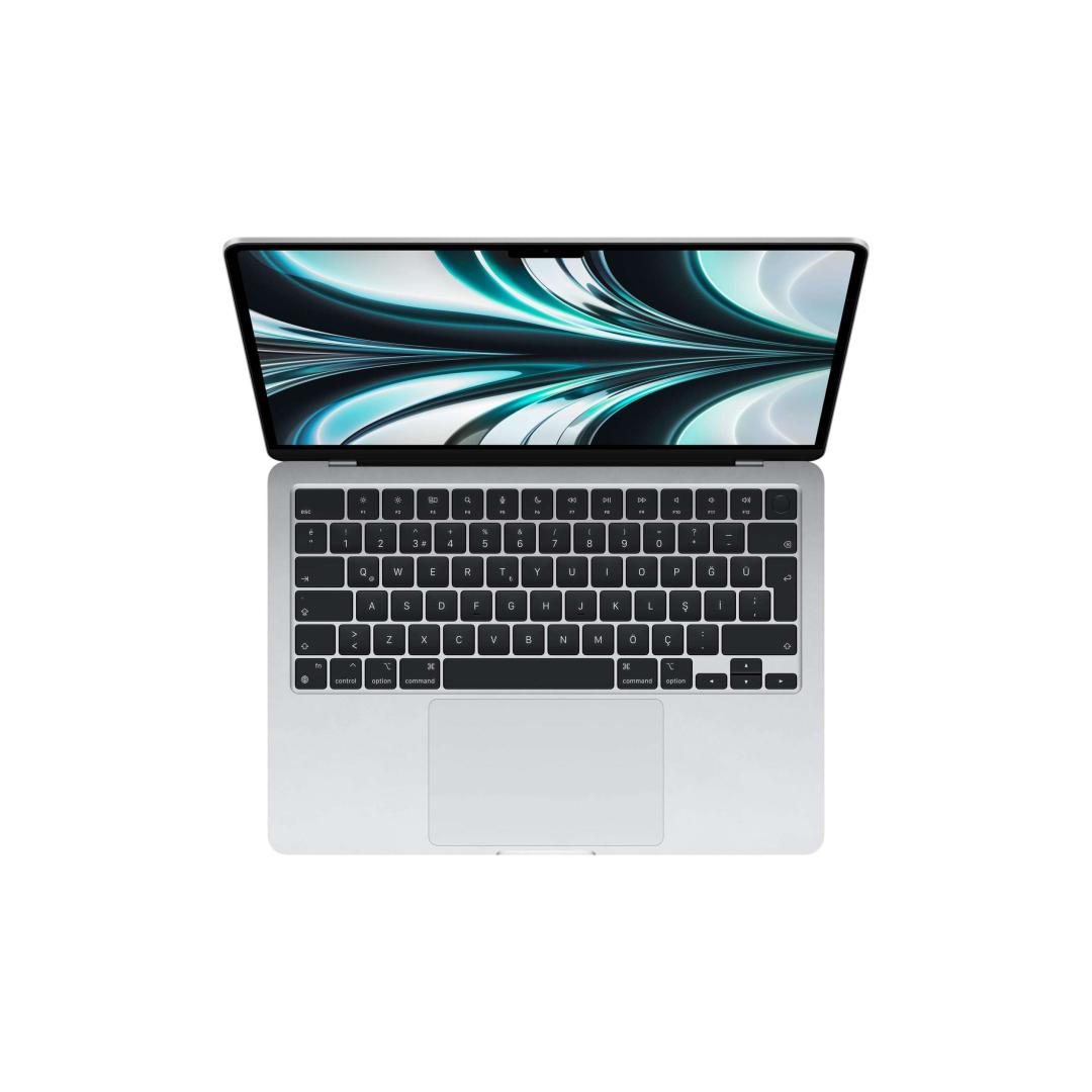 Top view of a silver pre-owned MacBook Air M2 2022