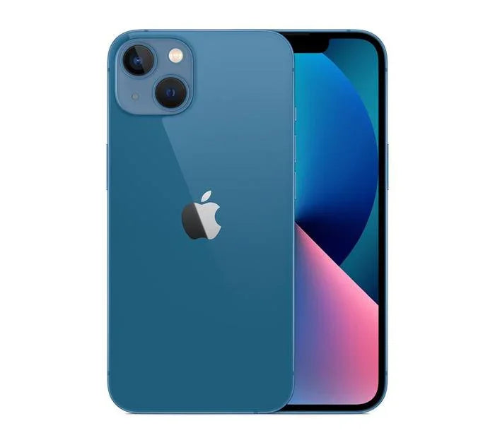 Back view of a sky blue pre-owned iPhone 13 128GB