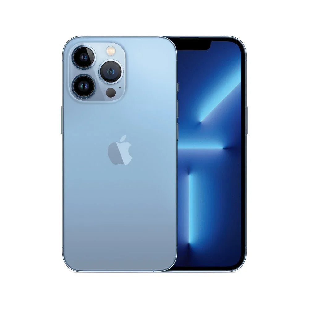 Back view of a sky blue pre-owned iPhone 13 Pro 256GB