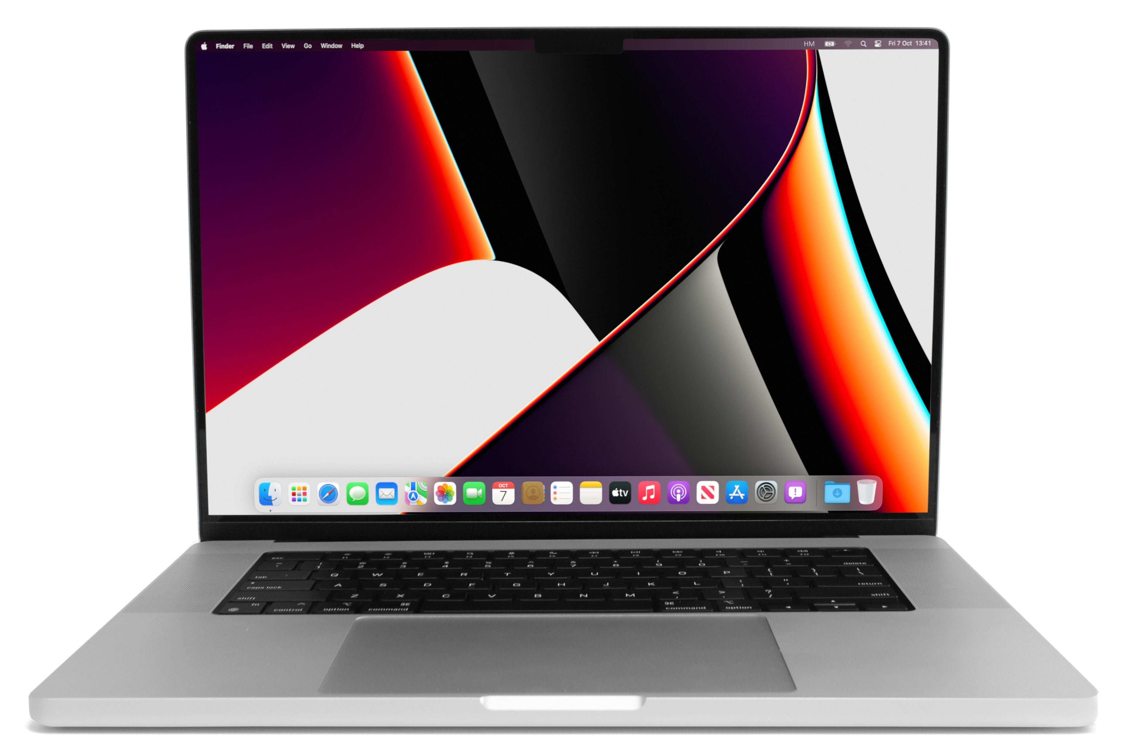 front view of a space grey pre-owned MacBook Pro 16-inch M1