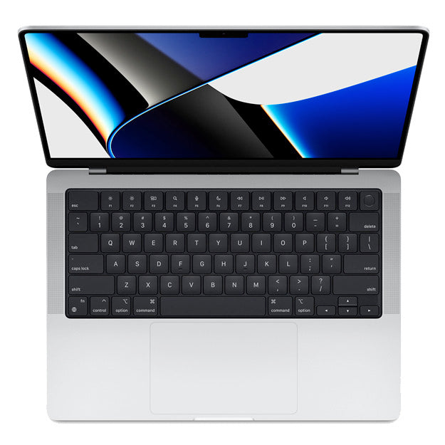 Top view of a space grey pre-owned MacBook Pro 14-inch M1 Pro