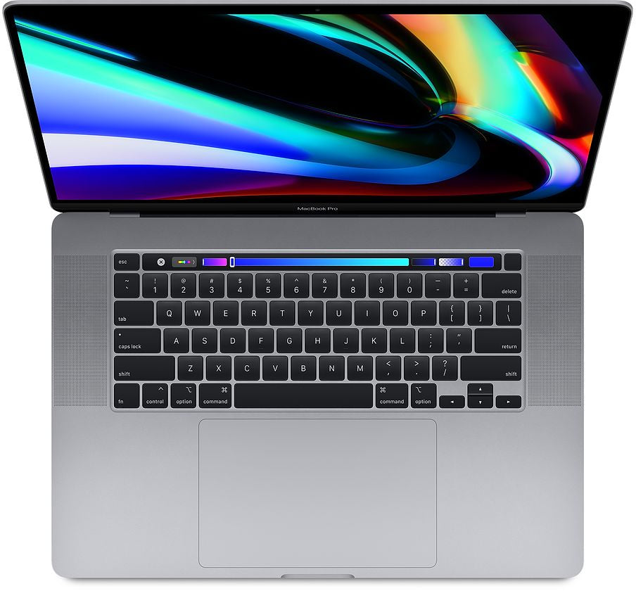 Top view of a space grey pre-owned MacBook Pro 16-inch 2019 Intel