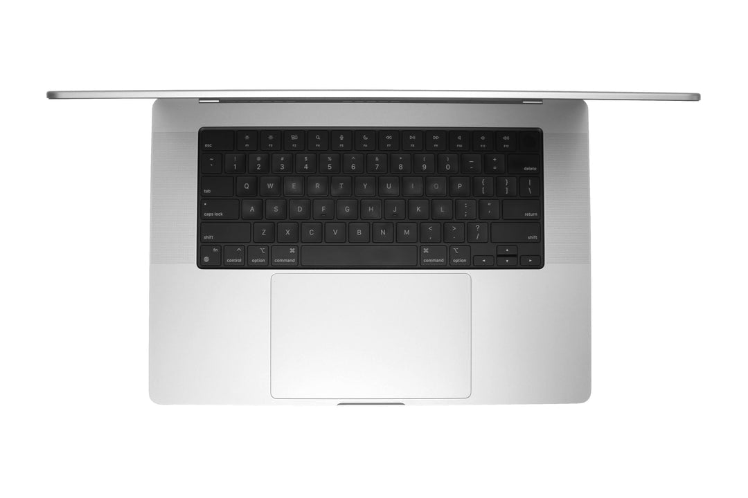 top view of a space grey pre-owned MacBook Pro 16-inch M1