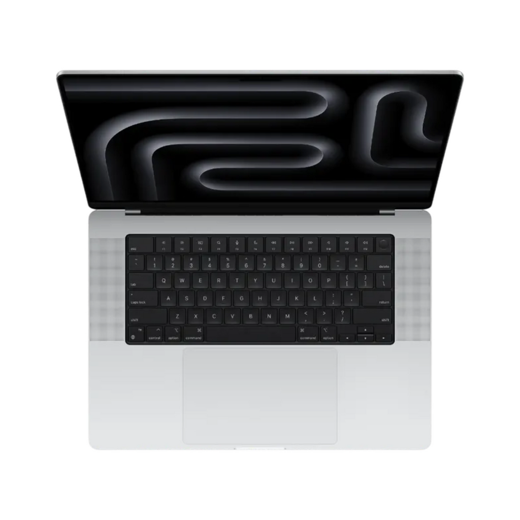 top view of a space grey pre-owned MacBook Pro 16-inch M3