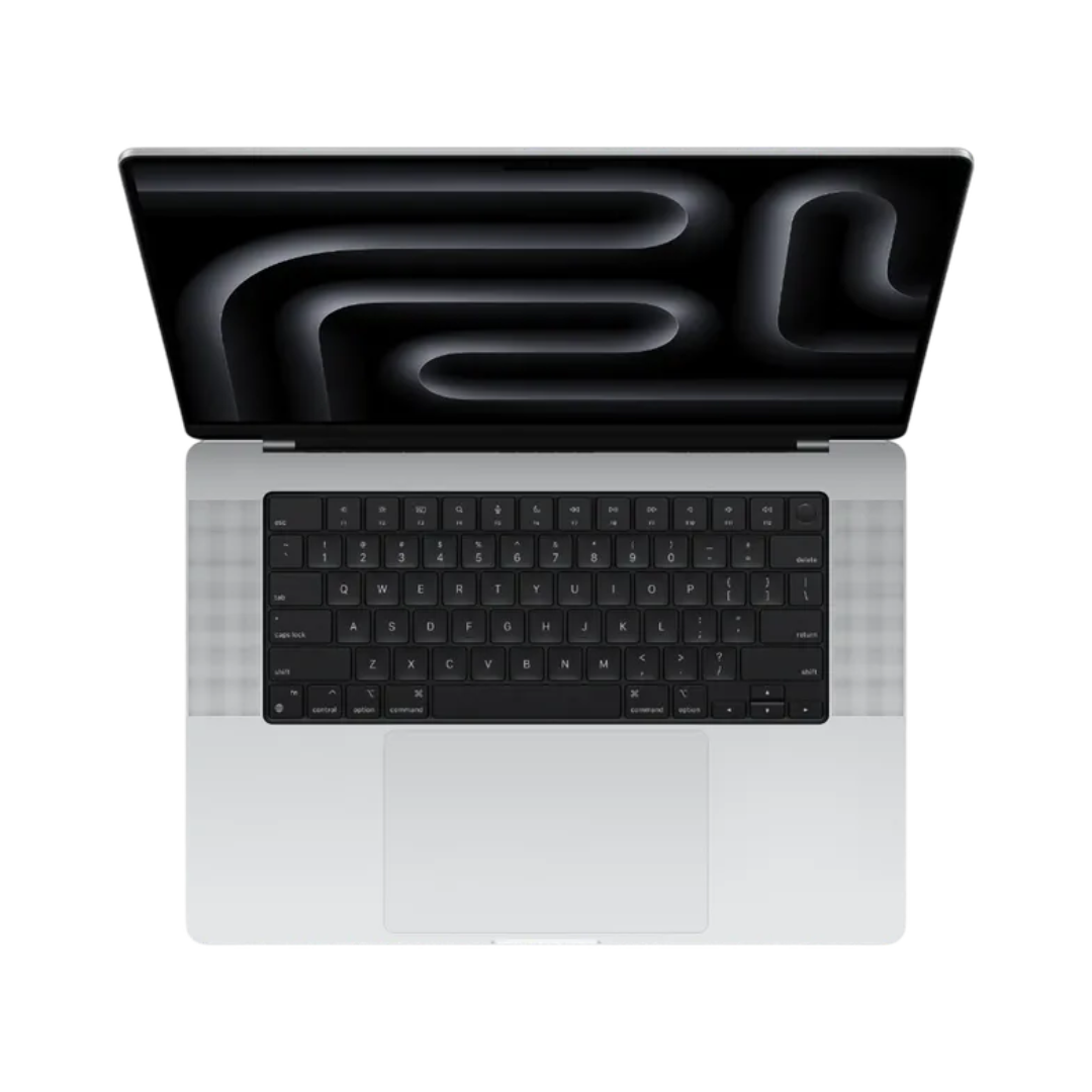 top view of a space grey pre-owned MacBook Pro 16-inch M3