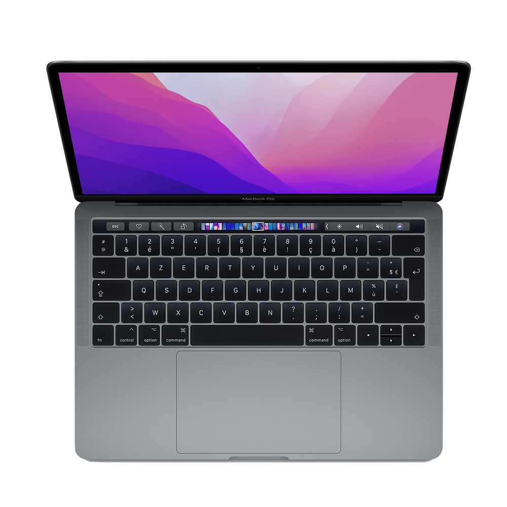 Top view of a space grey pre-owned MacBook Pro 2020 Intel