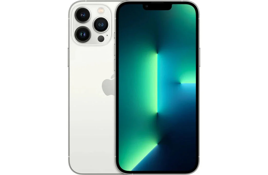 Back view of a white pre-owned iPhone 13 Pro Max 256GB