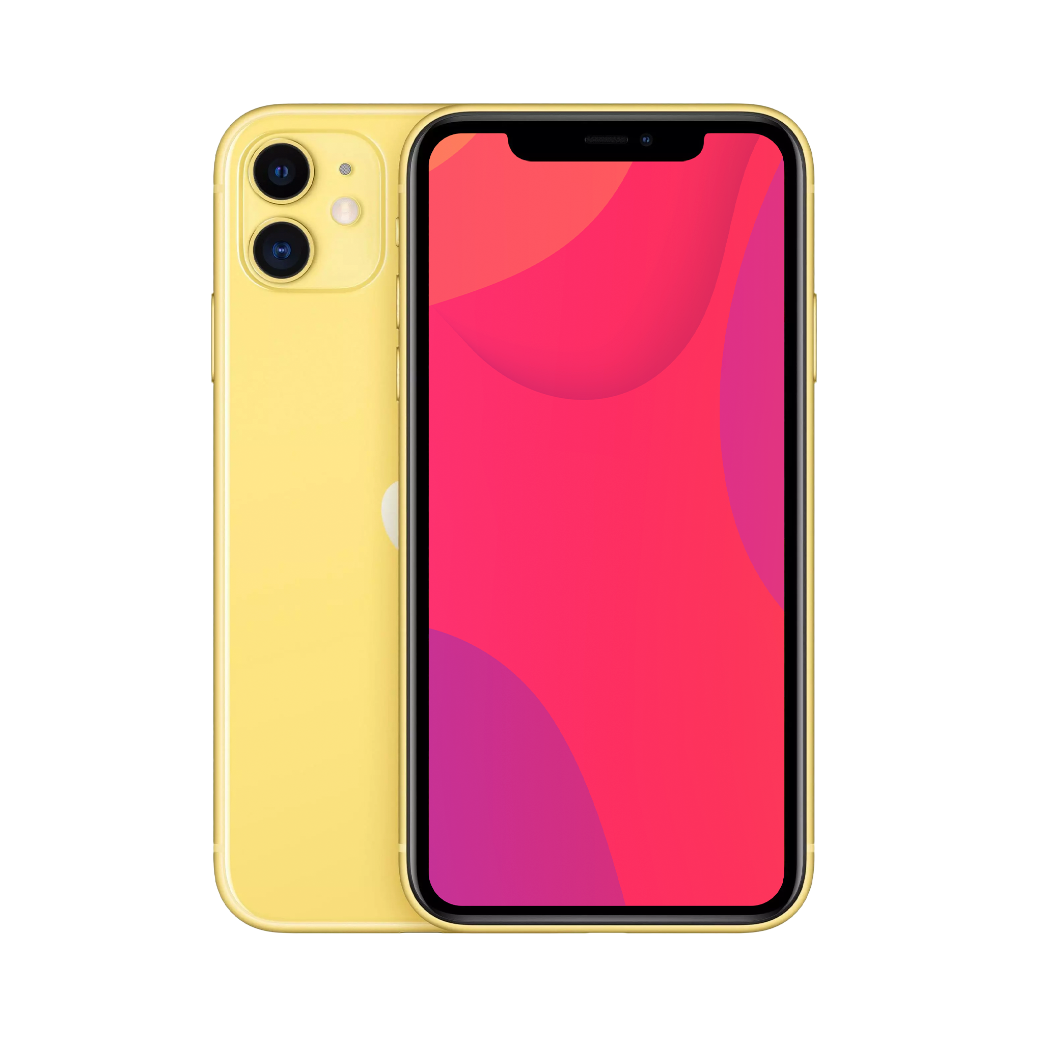 Back view of a yellow pre-owned iPhone 11