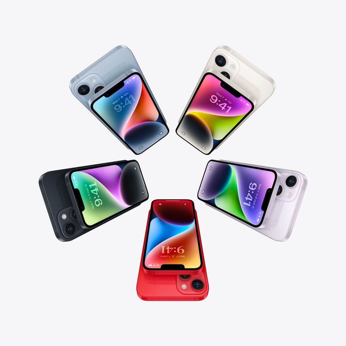 Premium pre-owned iPhone 13 colours back and front view